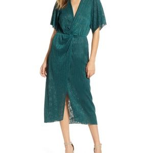 All in favor dolman plisse midi dress